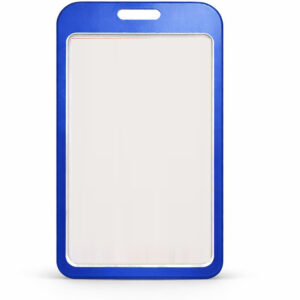 Metal ID Card Holder Vertical Premium Aluminum Alloy ID Badge Holder (Blue)