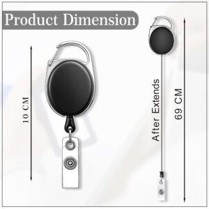 Black Oval Round ID Reel Holder,  Retractable Clip Badge Card Holders for Office Employees